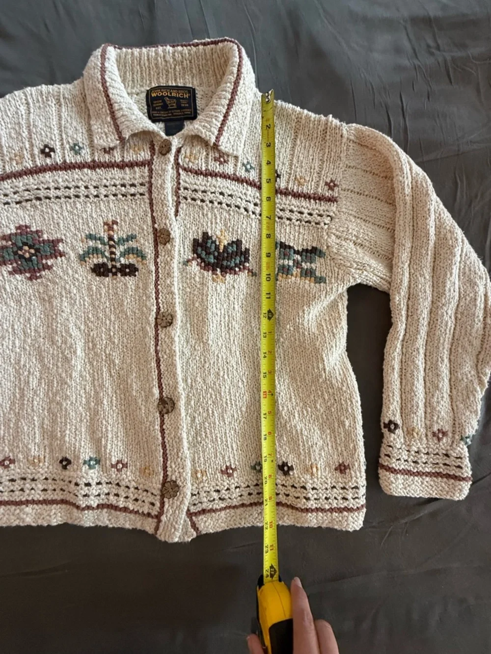 Woolrich Cream Knit Cardigan with Floral Embroidery - Picture 5 of 9